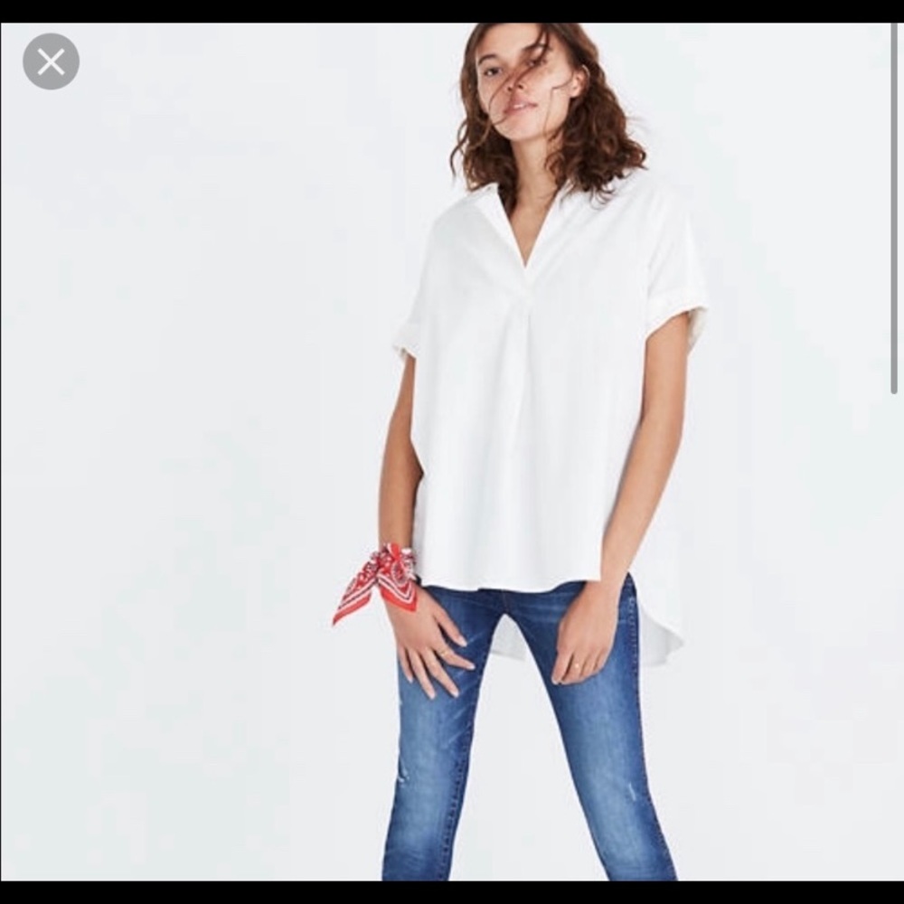 Madewell Courier Shirt, White Button-Back
